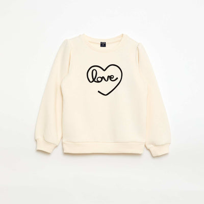 Round Neck Sweatshirt with Cord Detail BEIGE