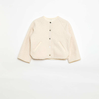 Faux Shearling Snap-Front Jacket WHITE
