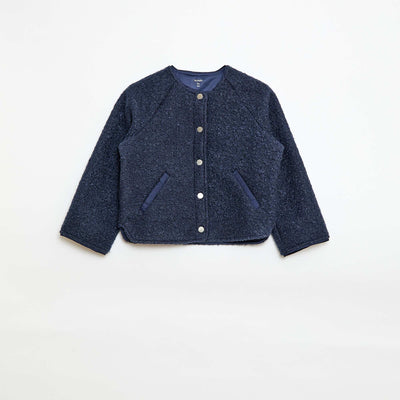 Faux Shearling Snap-Front Jacket BLUE