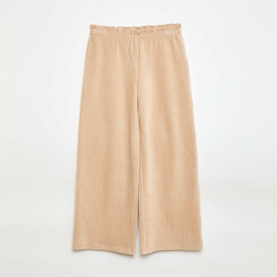 Wide Leg Corduroy Leggings BEIGE