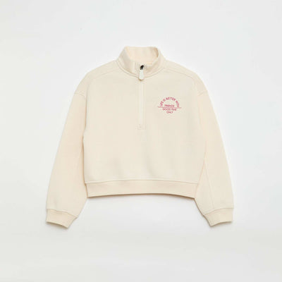 Plain Trucker Sweatshirt BEIGE