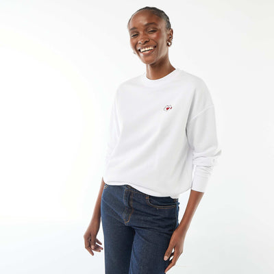 Plain cotton 'Disney' 'Mickey and Minnie' print sweatshirt WHITE