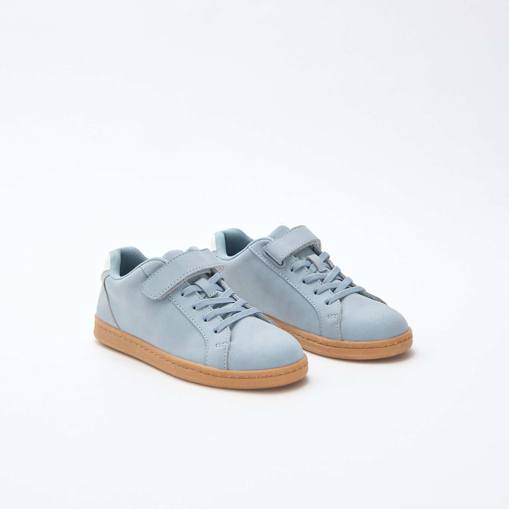 Two-tone low-top suede-effect trainers BLUE