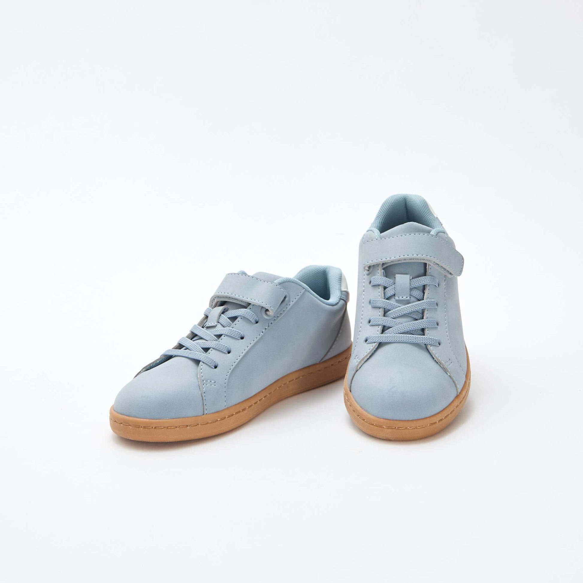 Two-tone low-top suede-effect trainers BLUE