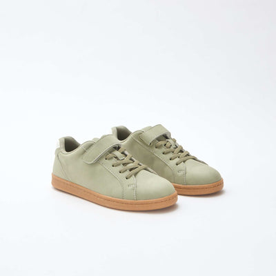 Two-tone low-top suede-effect trainers GREEN