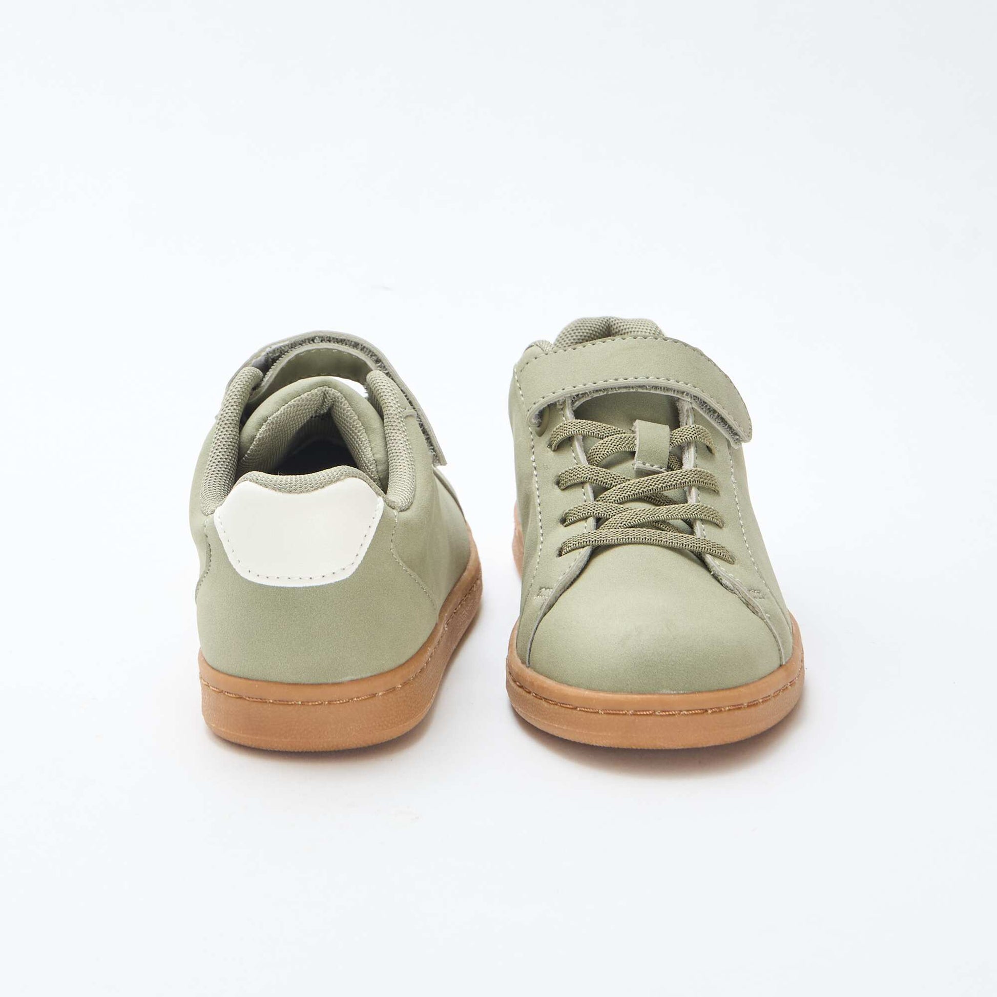 Two-tone low-top suede-effect trainers GREEN