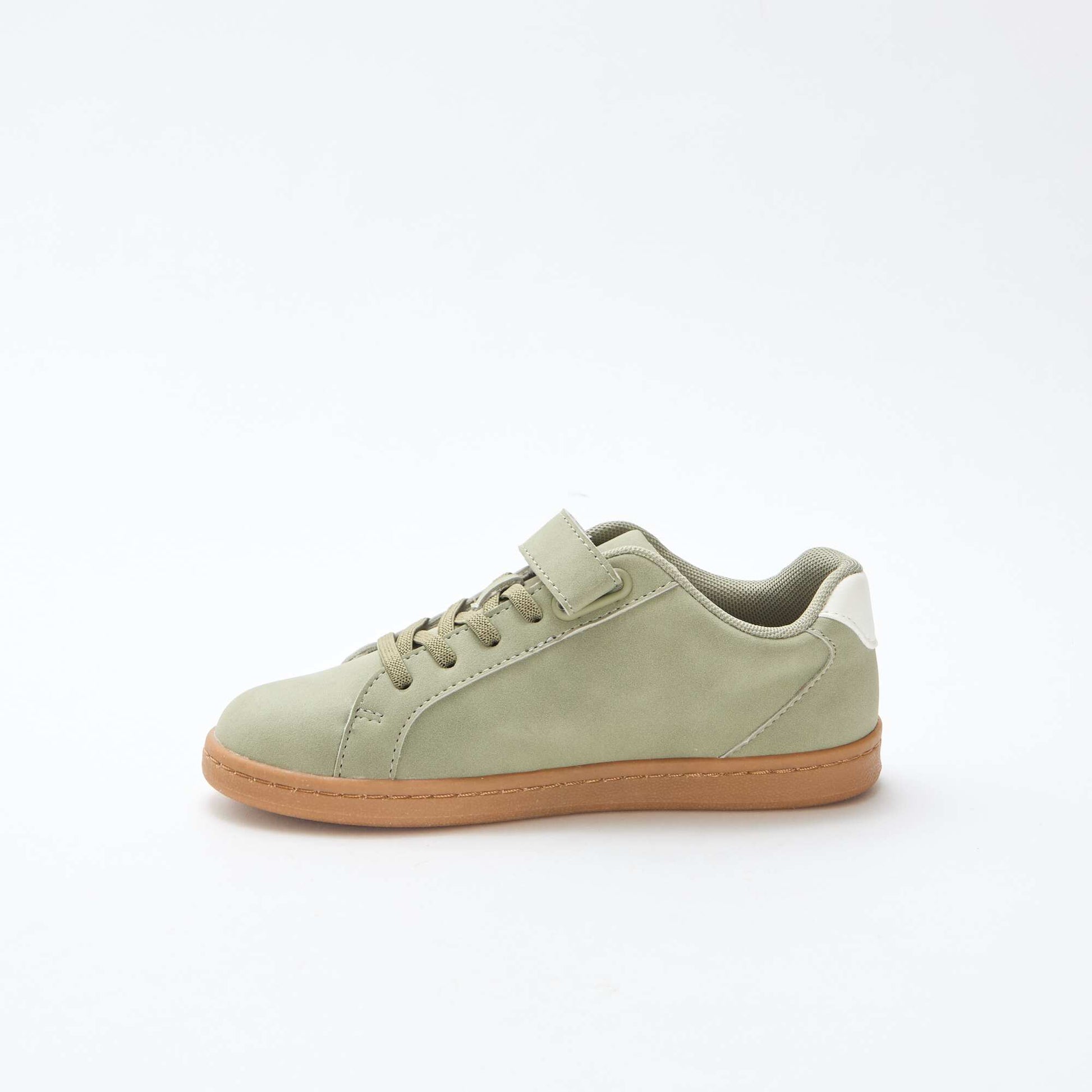 Two-tone low-top suede-effect trainers GREEN