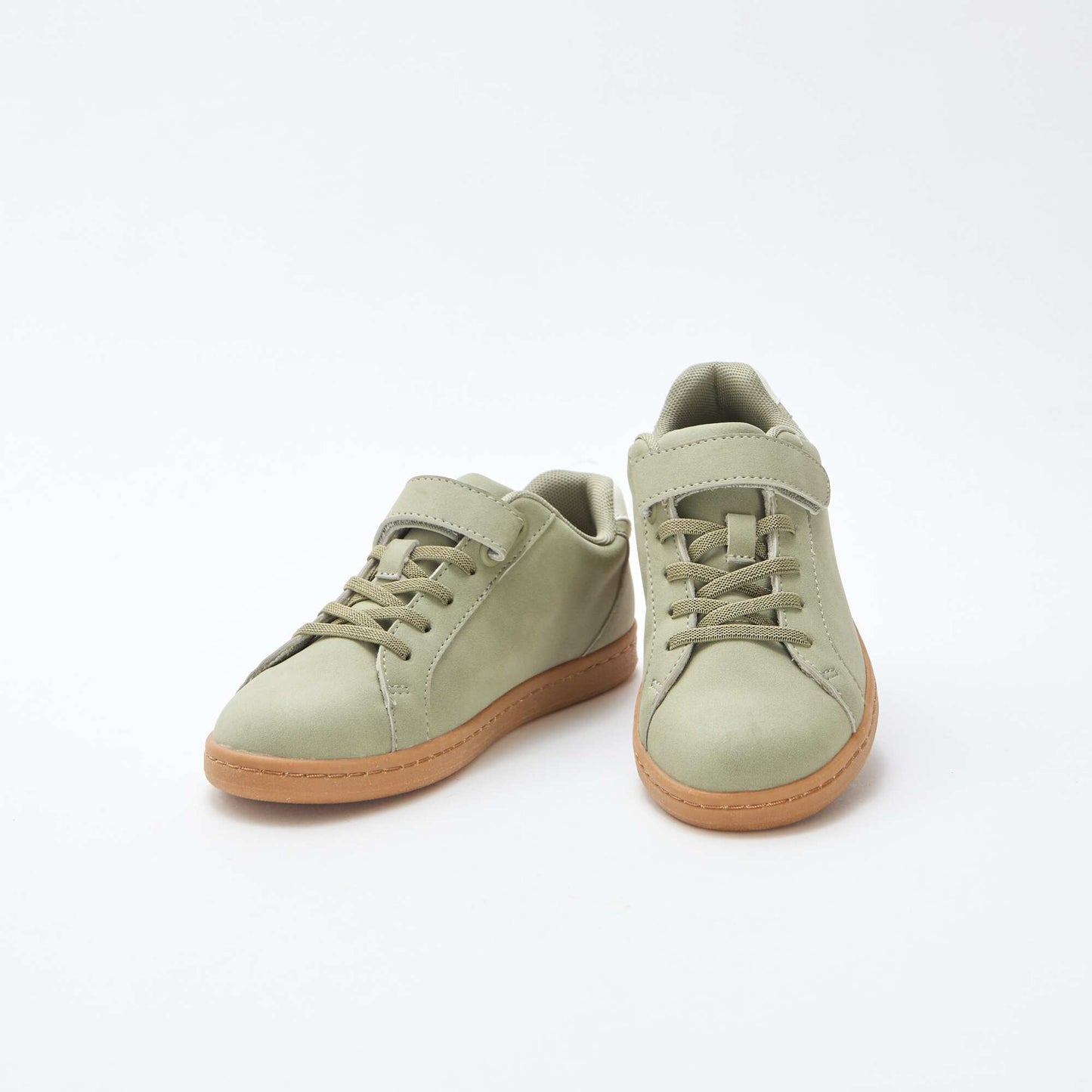 Two-tone low-top suede-effect trainers GREEN