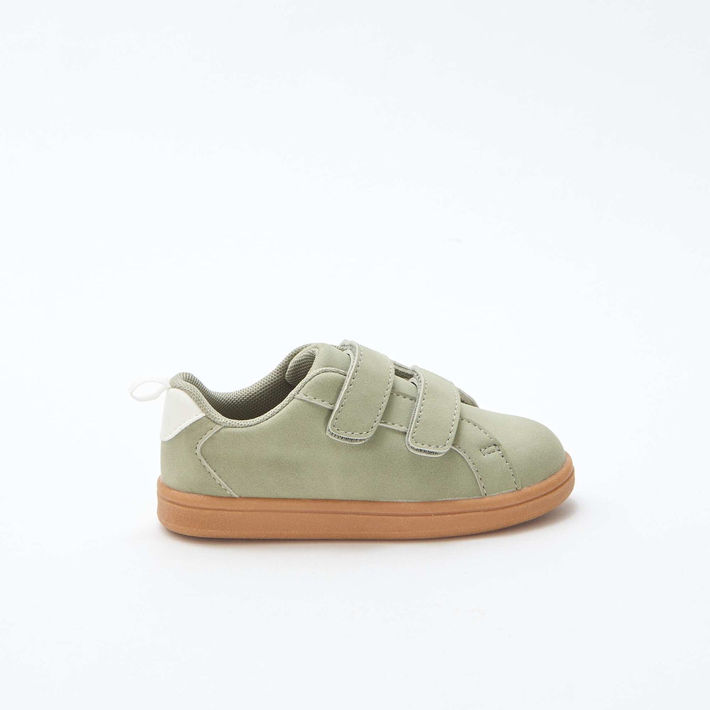 Two-tone faux suede low-top trainers with hook-and-loop strap GREEN