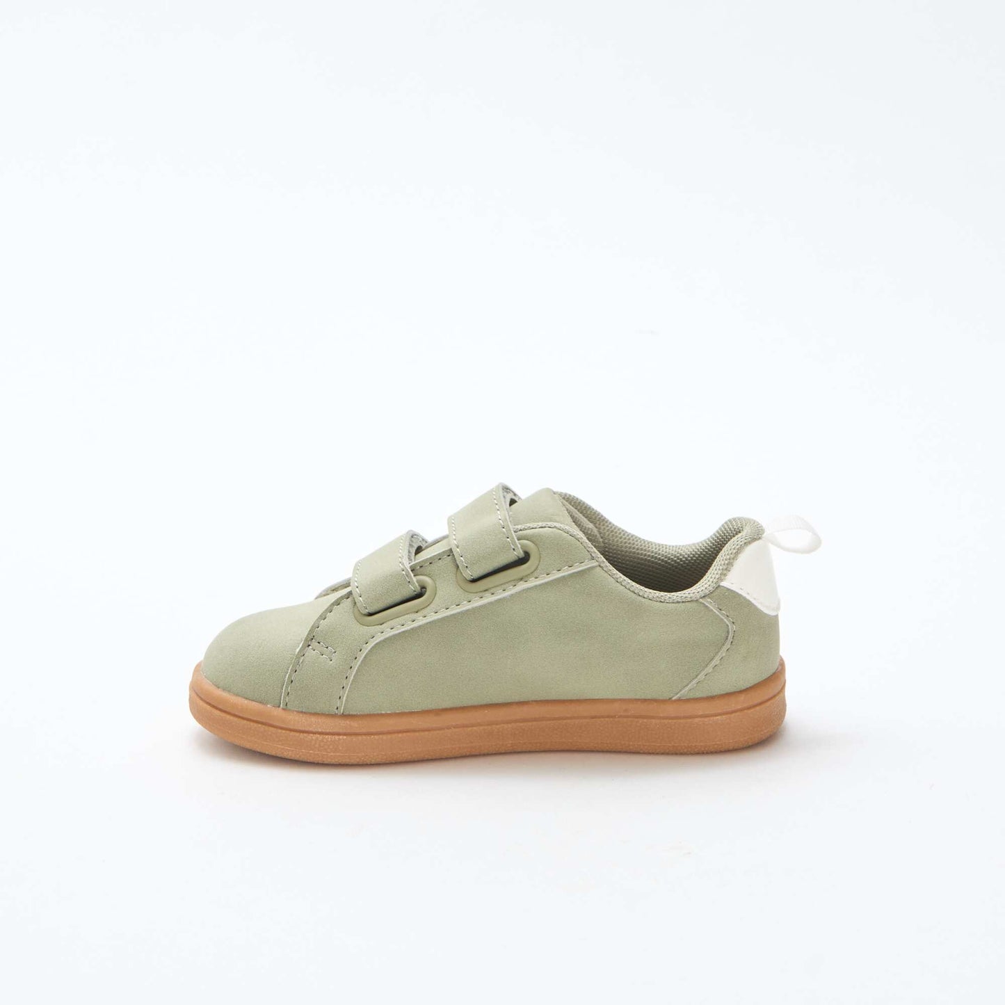 Two-tone faux suede low-top trainers with hook-and-loop strap GREEN