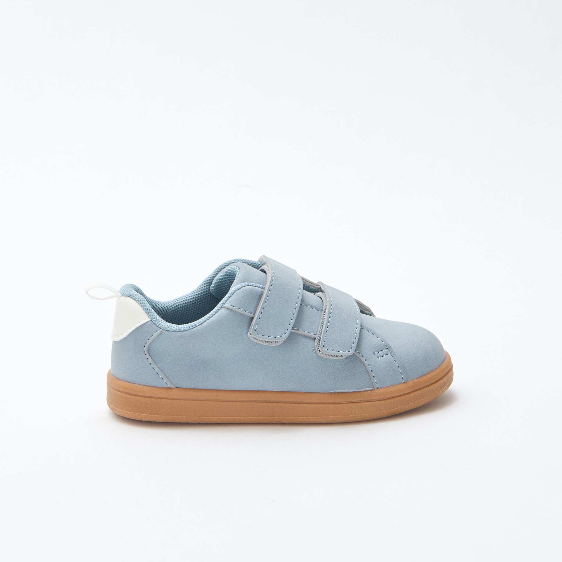 Two-Tone Suedette Low-Top Sneakers with Hook-and-Loop Fastening BLUE
