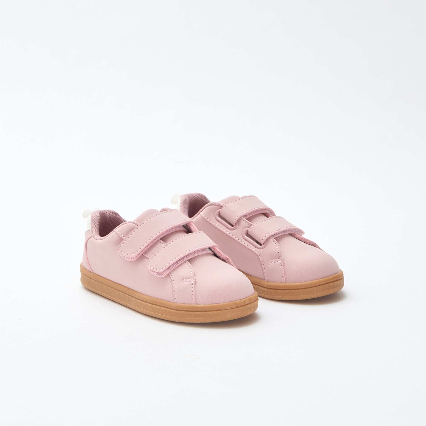 Two-tone Suede-Effect Low-Top Sneakers with Hook-and-Loop Fastener PINK