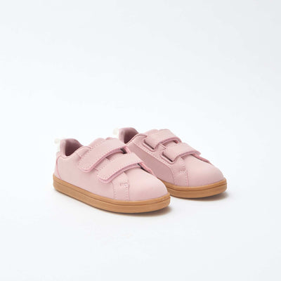 Two-tone Suede-Effect Low-Top Sneakers with Hook-and-Loop Fastener PINK