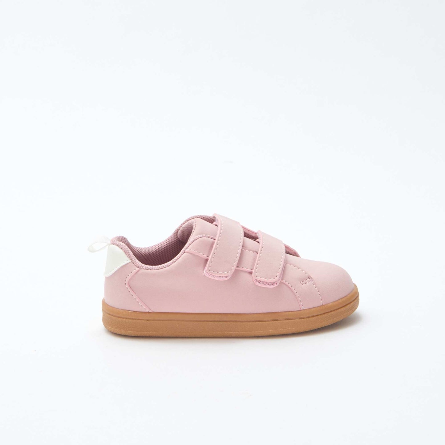 Two-tone Suede-Effect Low-Top Sneakers with Hook-and-Loop Fastener PINK