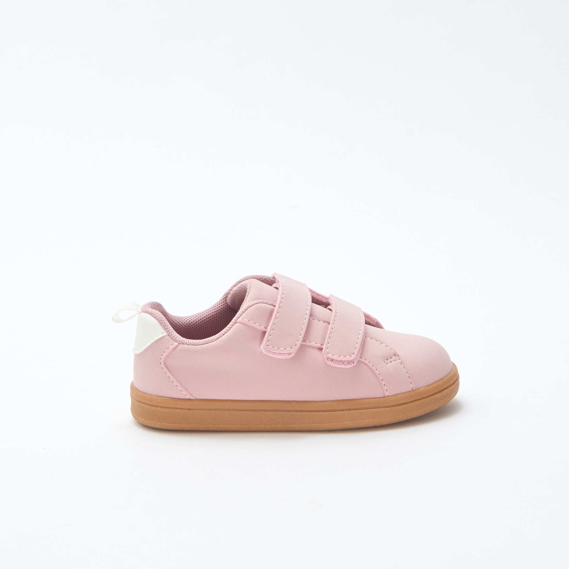 Two-tone Suede-Effect Low-Top Sneakers with Hook-and-Loop Fastener PINK