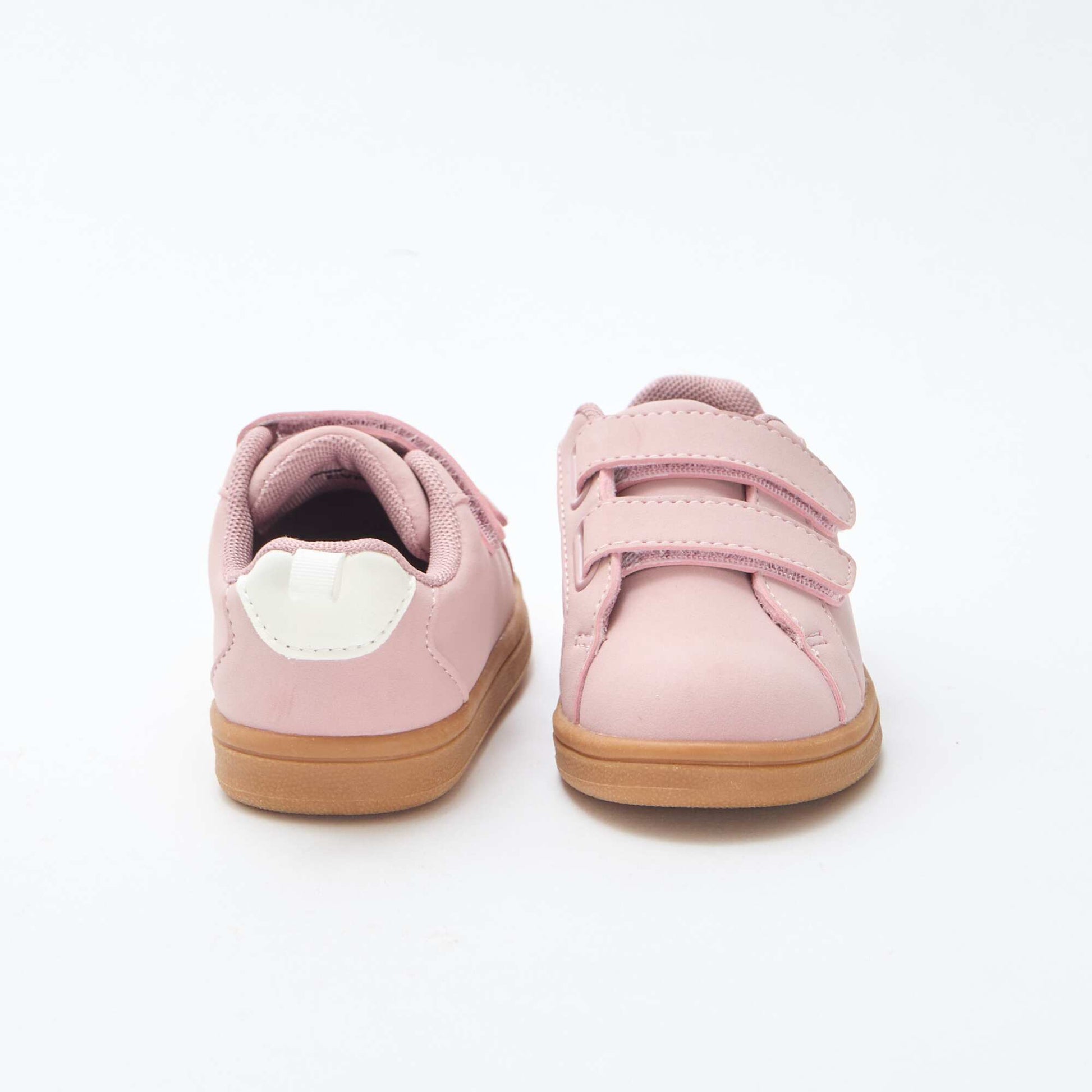 Two-tone Suede-Effect Low-Top Sneakers with Hook-and-Loop Fastener PINK
