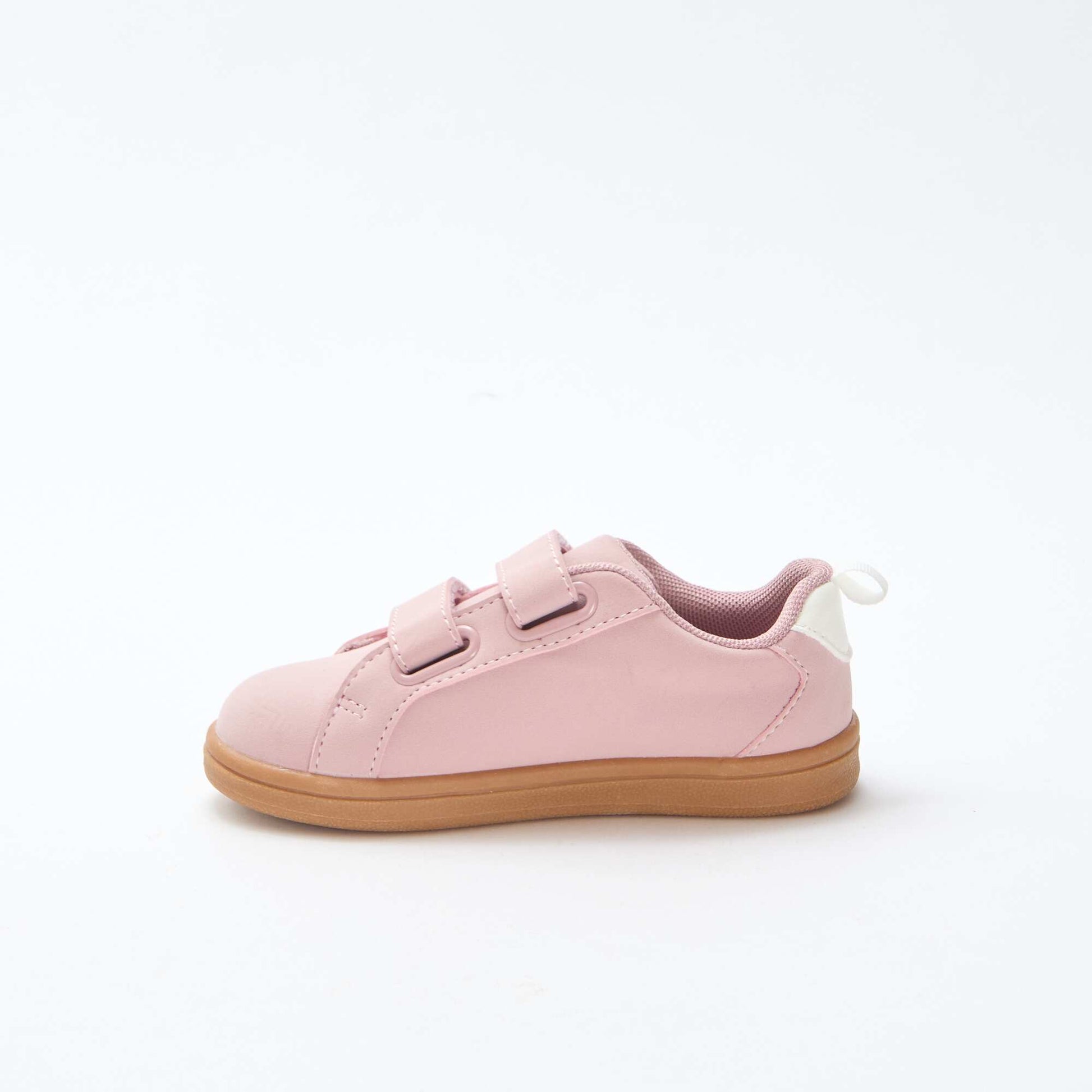 Two-tone Suede-Effect Low-Top Sneakers with Hook-and-Loop Fastener PINK