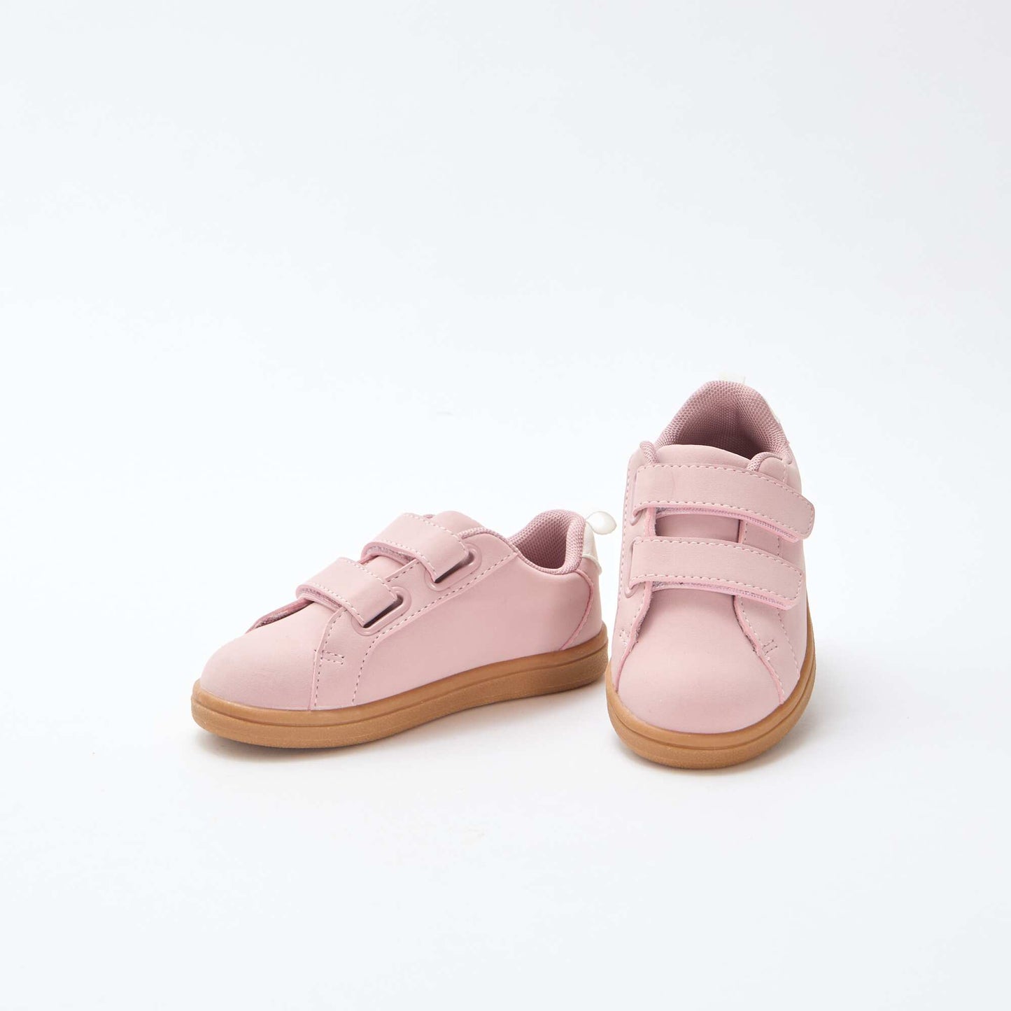 Two-tone Suede-Effect Low-Top Sneakers with Hook-and-Loop Fastener PINK