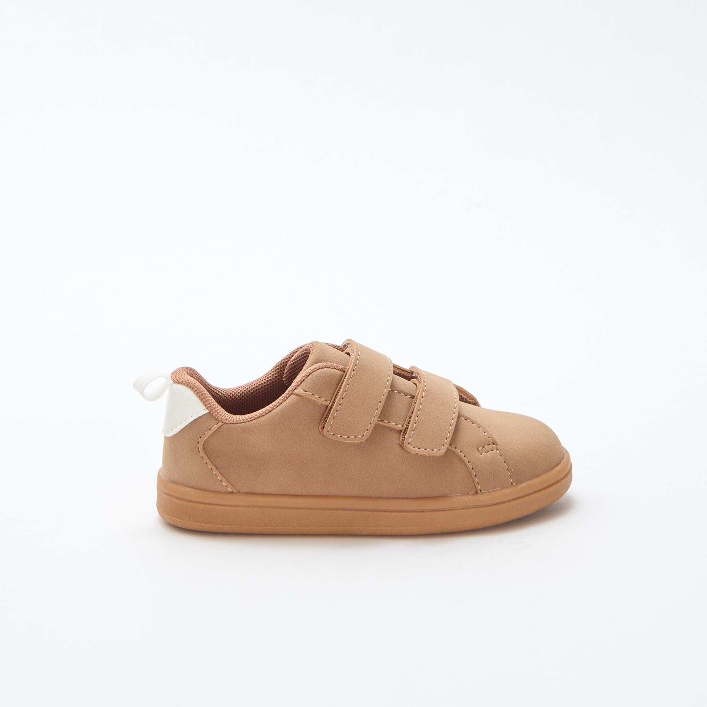 Two-tone Suede-Effect Low-Top Sneakers with Hook-and-Loop Fastener BROWN