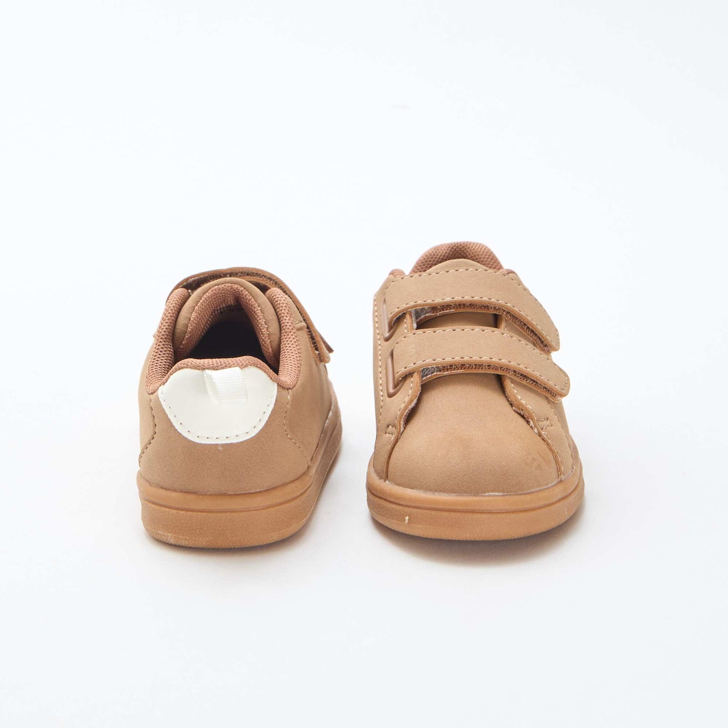 Two-tone Suede-Effect Low-Top Sneakers with Hook-and-Loop Fastener BROWN