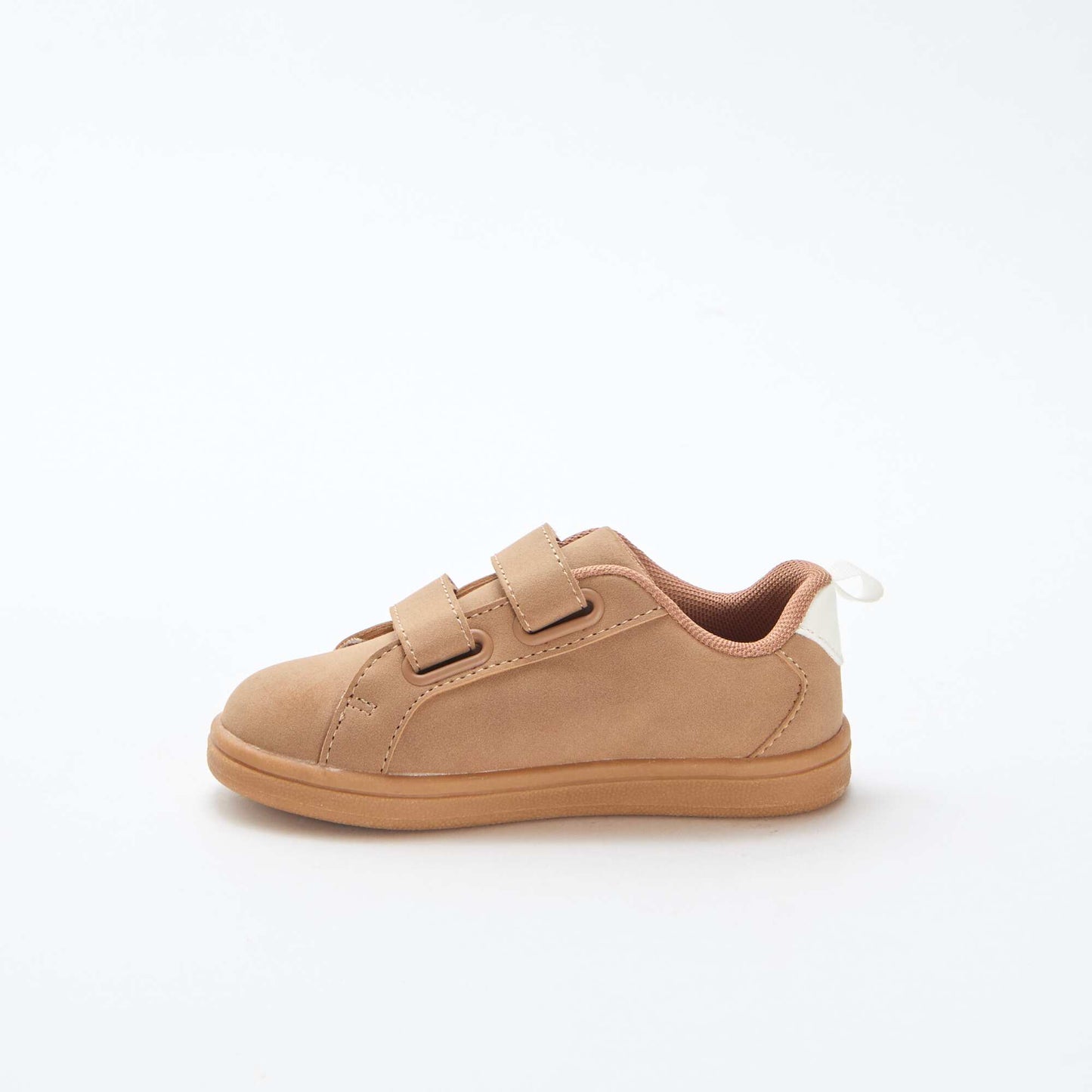 Two-tone Suede-Effect Low-Top Sneakers with Hook-and-Loop Fastener BROWN