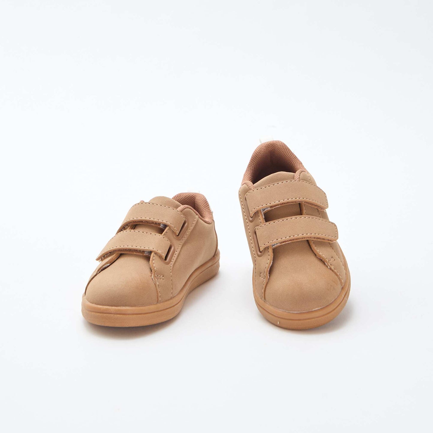 Two-tone Suede-Effect Low-Top Sneakers with Hook-and-Loop Fastener BROWN