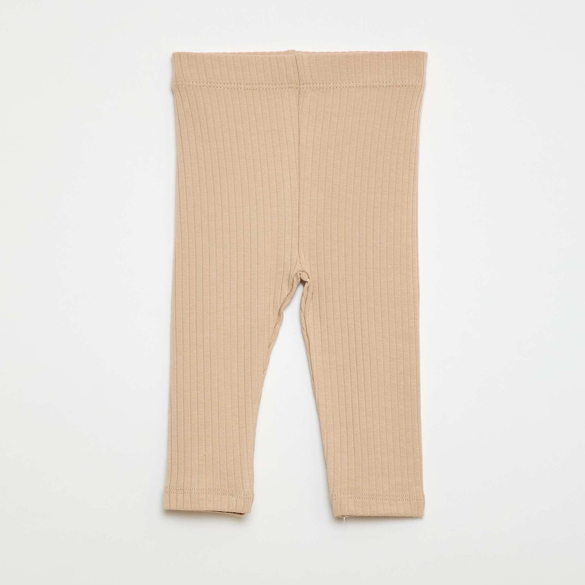 Pack of 2 Ribbed Leggings BEIGE
