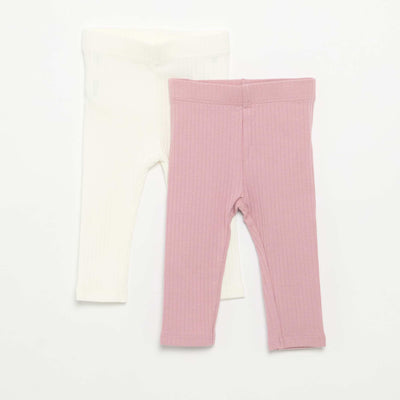 Pack of 2 Ribbed Leggings PURPLE