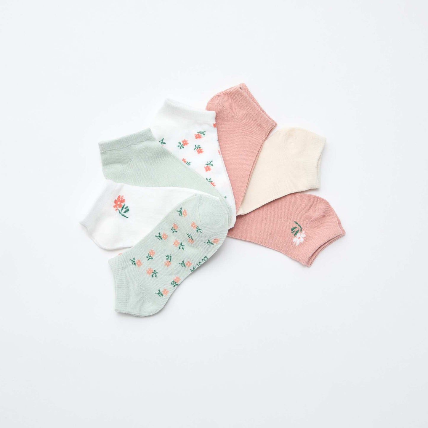 7-Pack of Invisible Ankle Socks GREEN