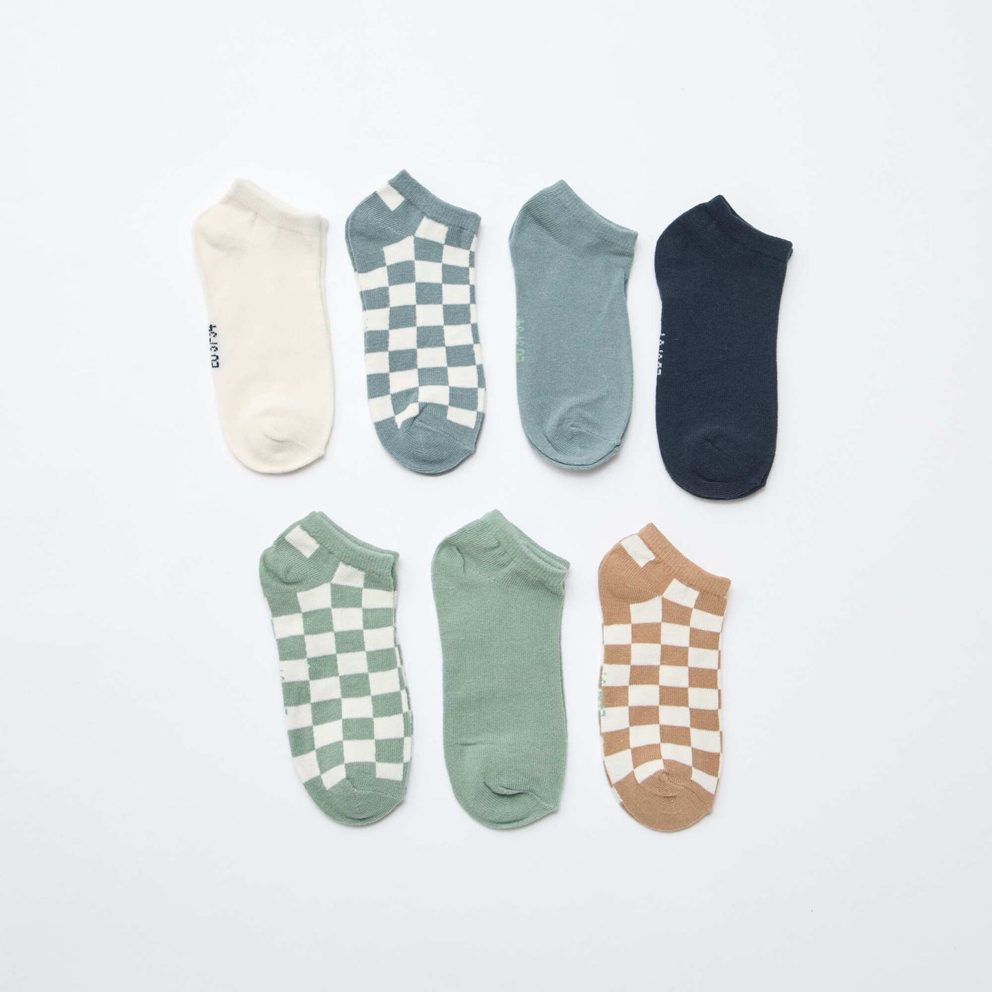 7-Pack of Invisible Ankle Socks KHAKI