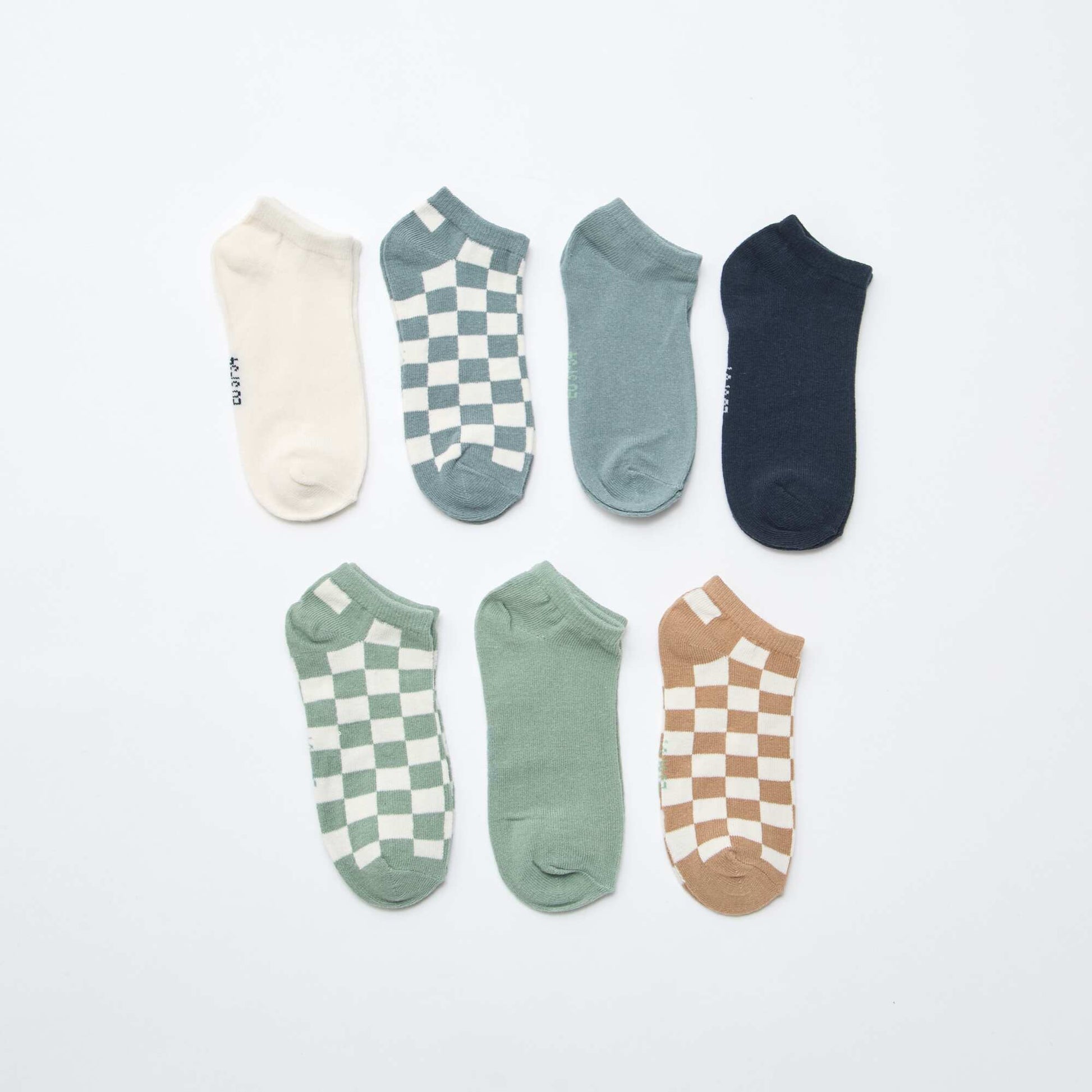 7-Pack of Invisible Ankle Socks KHAKI