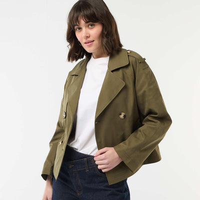 Cotton Short Trench Coat KHAKI