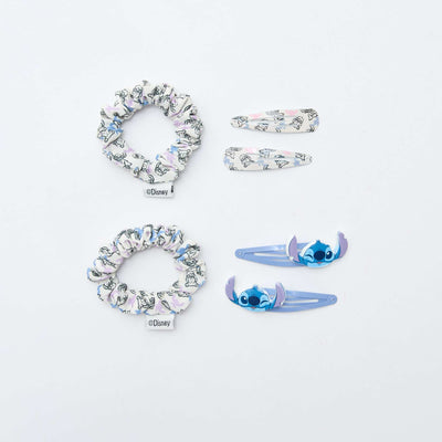 Set of 4 Hair Clips + 2 'Stitch' Hair Ties BLUE