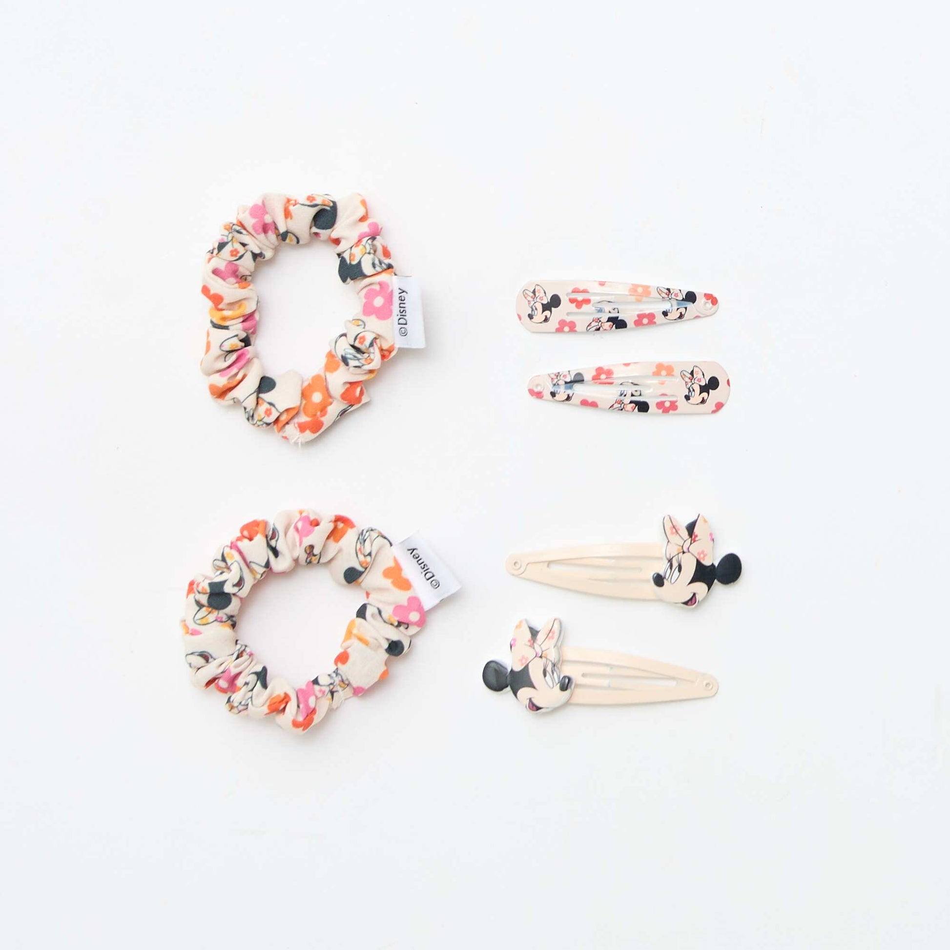4 Hair Clips + 2 Hair Ties 'Stitch' Set PINK