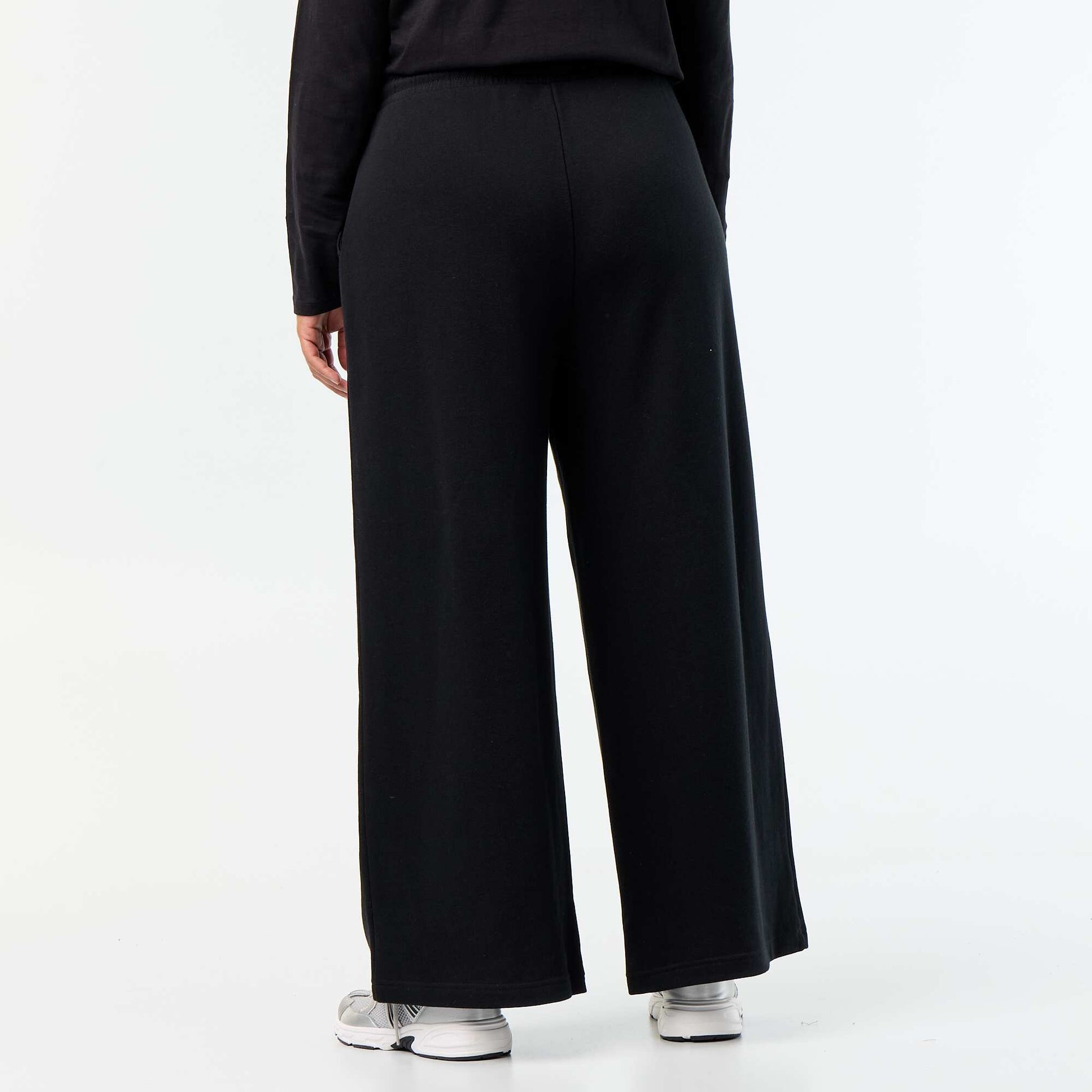 Wide-leg plain joggers BLACK