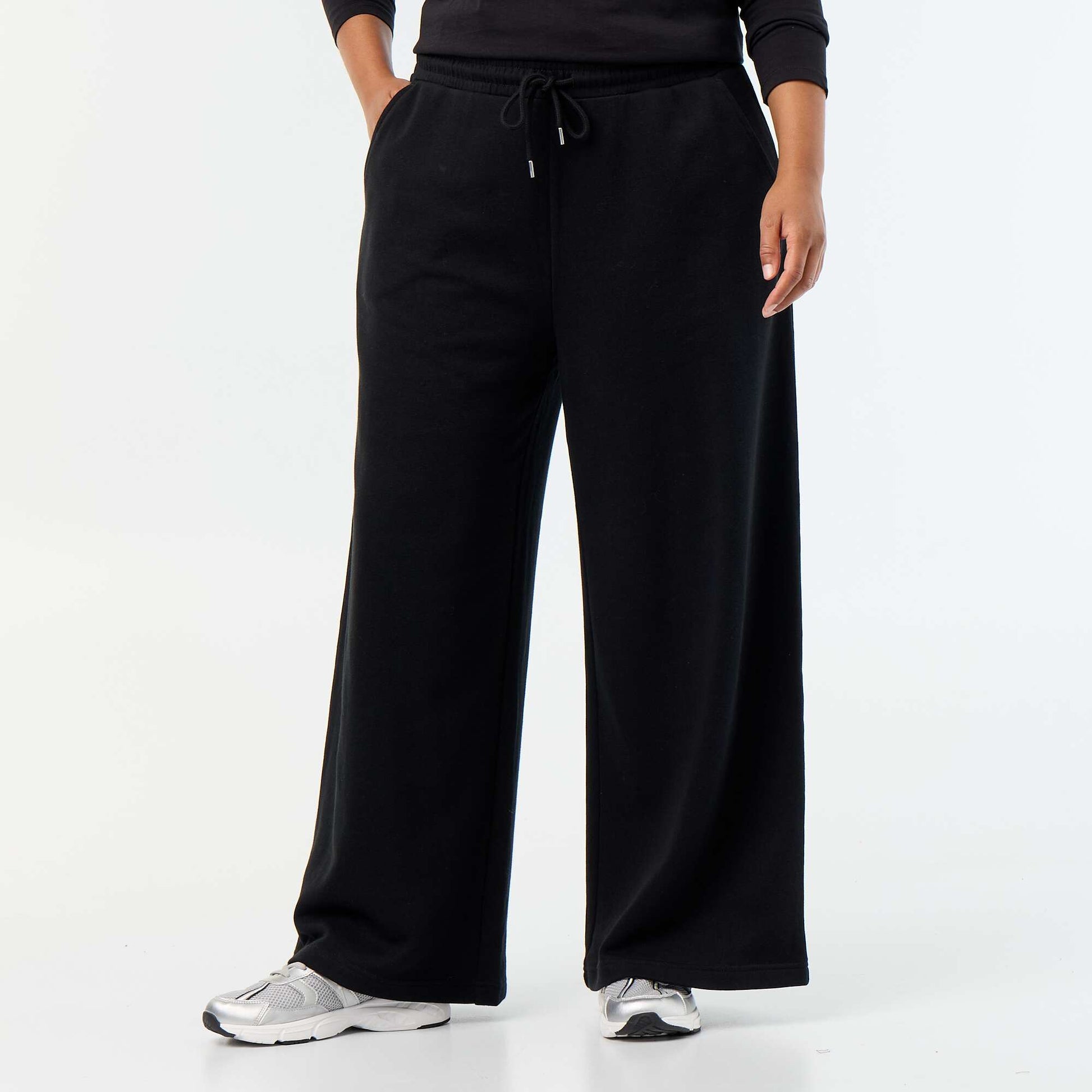 Wide-leg plain joggers BLACK
