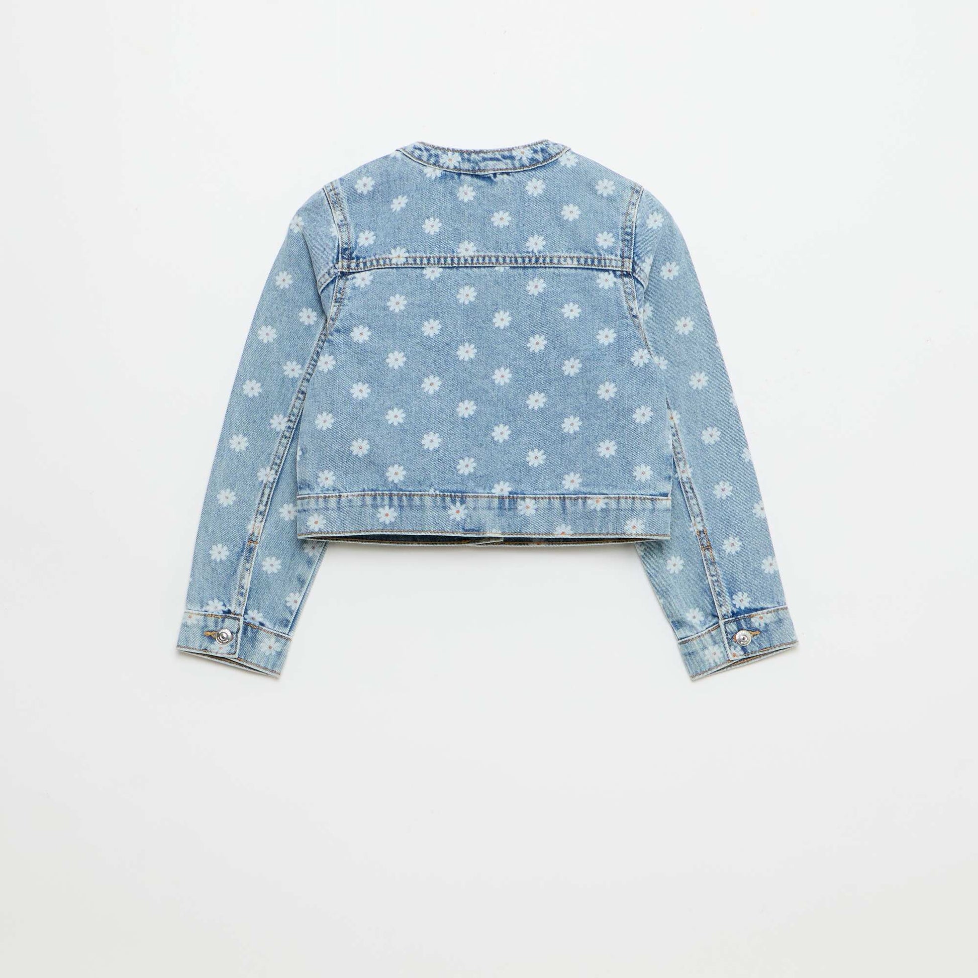 Round Neck Denim Jacket BLUE