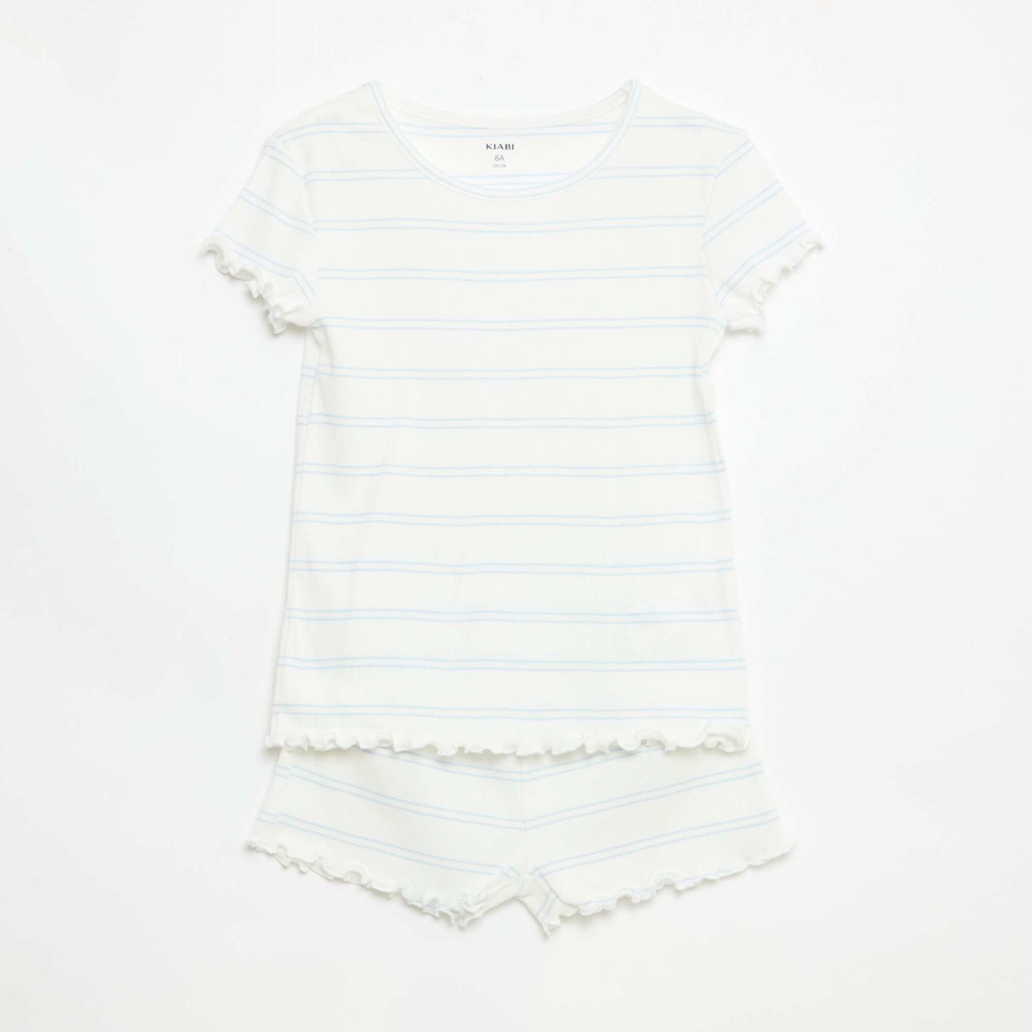 Ribbed Cotton Top & Shorts Pajama Set WHITE
