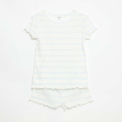 Ribbed Cotton Top & Shorts Pajama Set WHITE