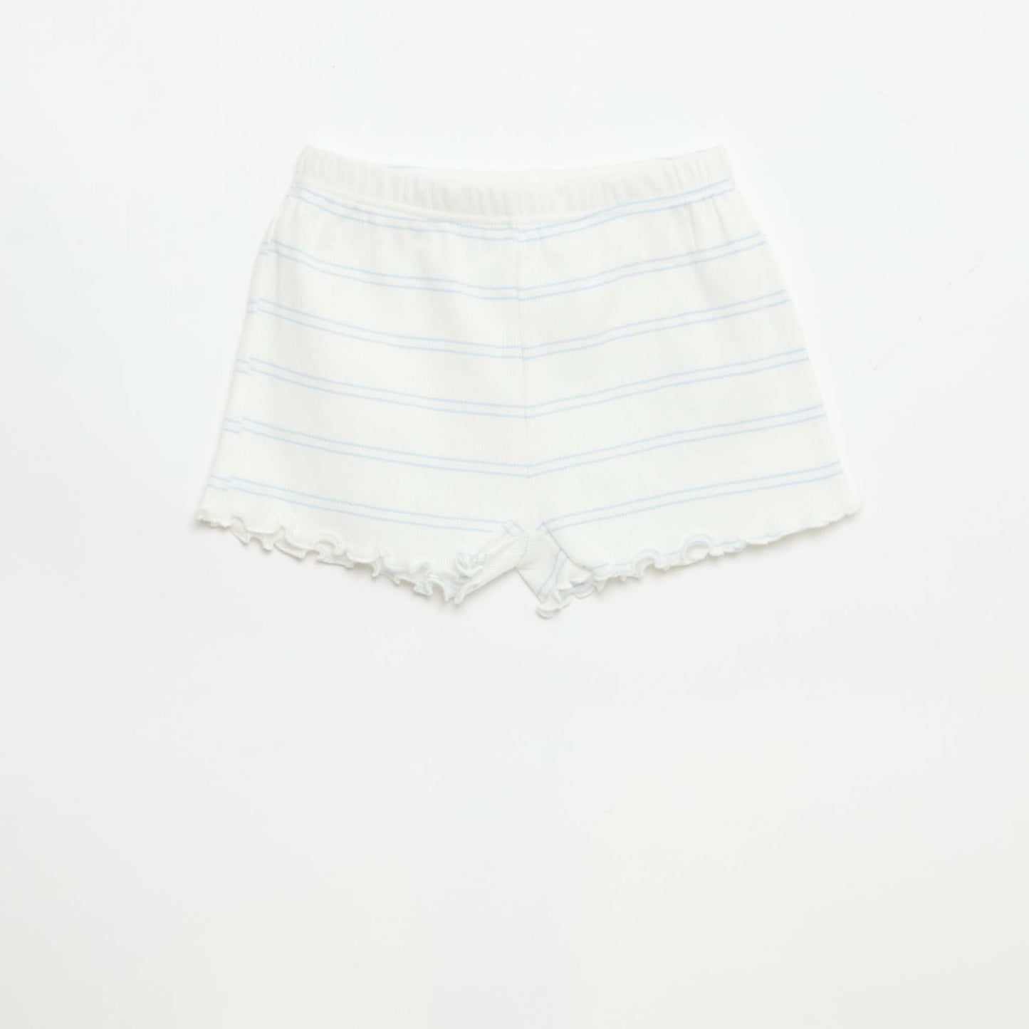 Ribbed Cotton Top & Shorts Pajama Set WHITE