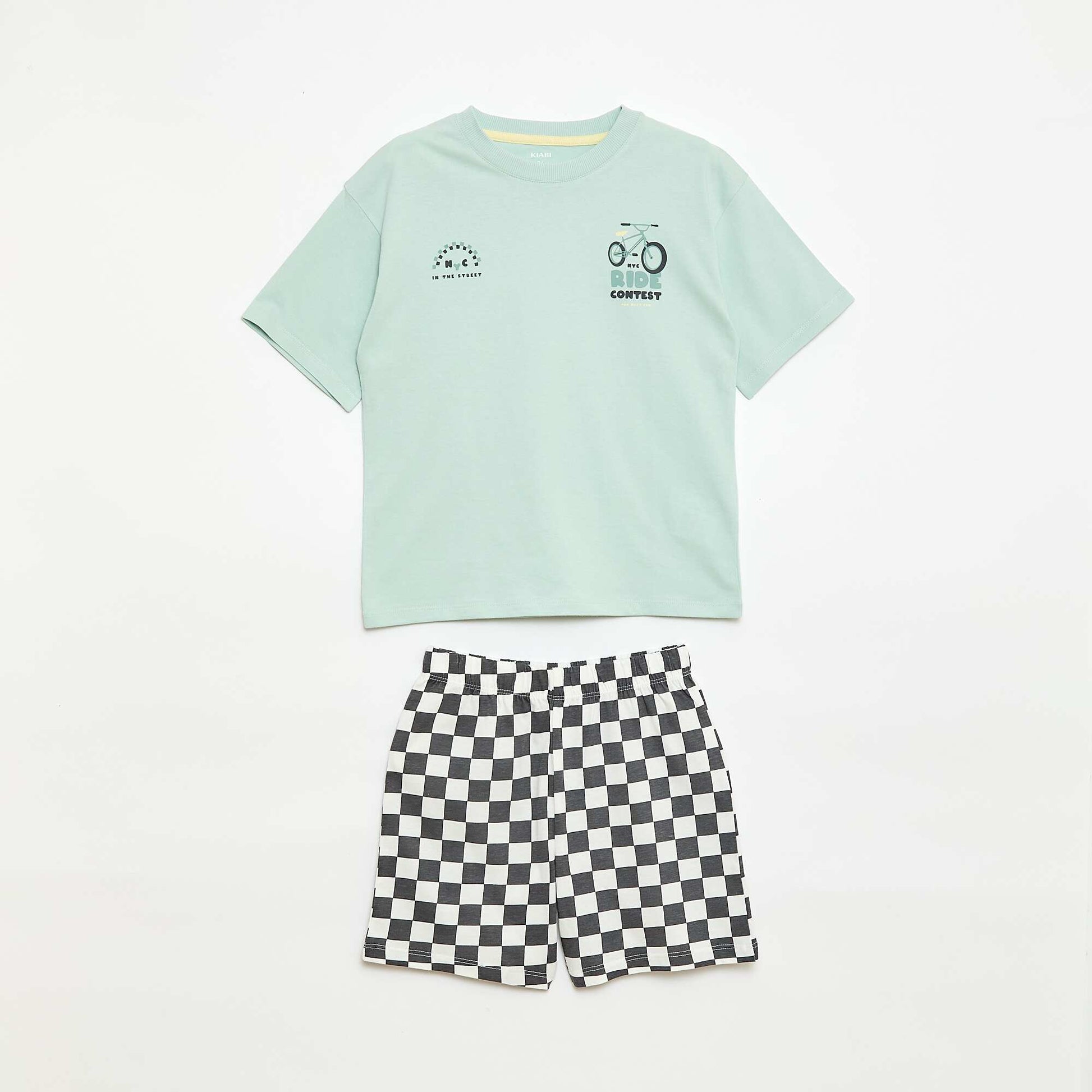 2-Piece Short Pajama Set: Tee + Shorts GREEN