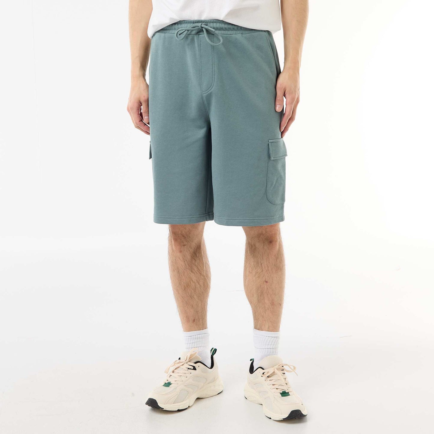 Lightweight Fleece Bermuda Shorts with Flap Pockets BLUE