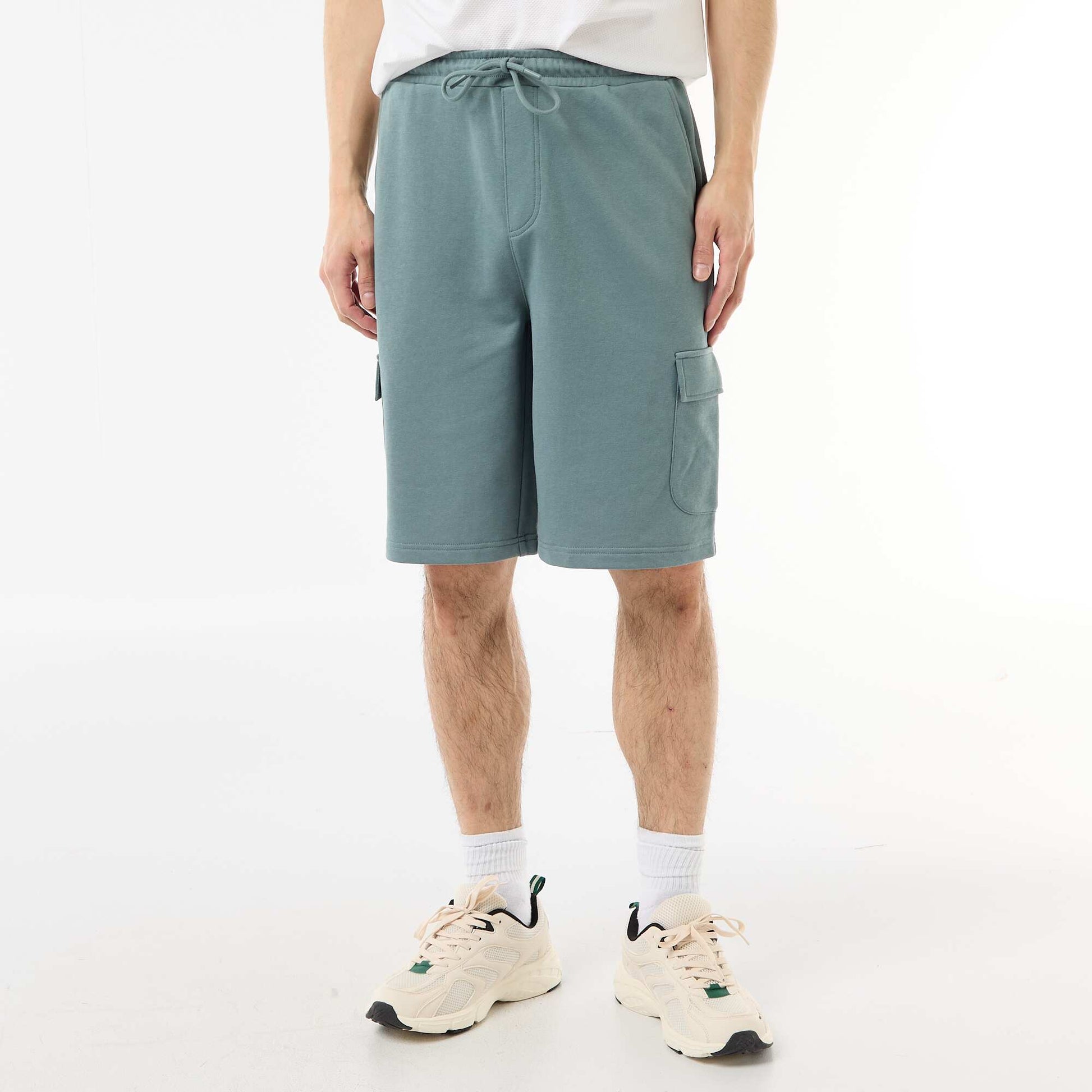 Lightweight Fleece Bermuda Shorts with Flap Pockets BLUE