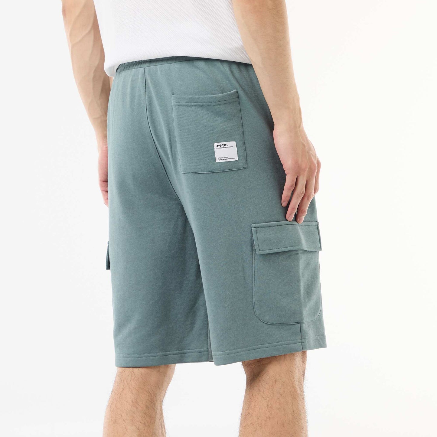 Lightweight Fleece Bermuda Shorts with Flap Pockets BLUE