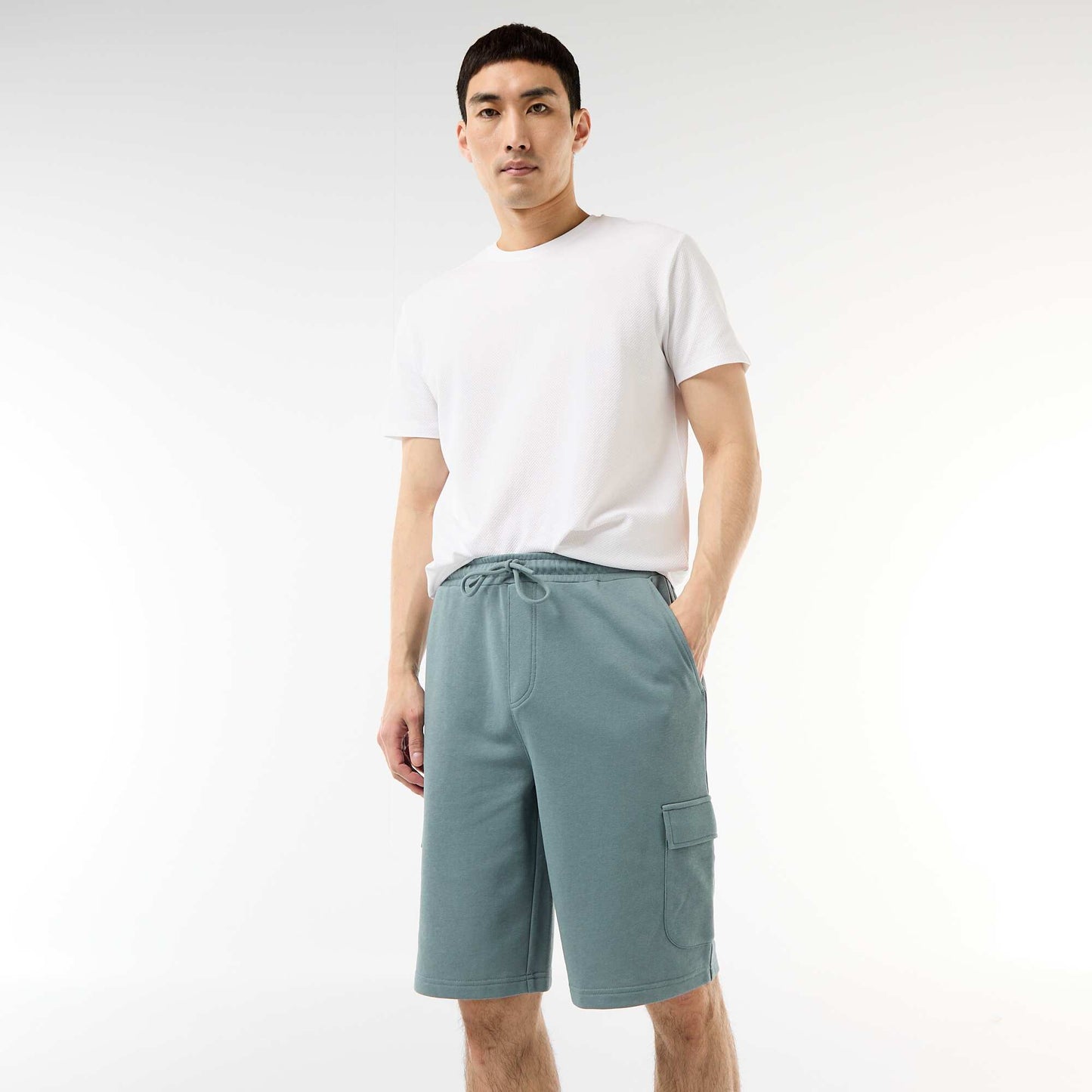 Lightweight Fleece Bermuda Shorts with Flap Pockets BLUE