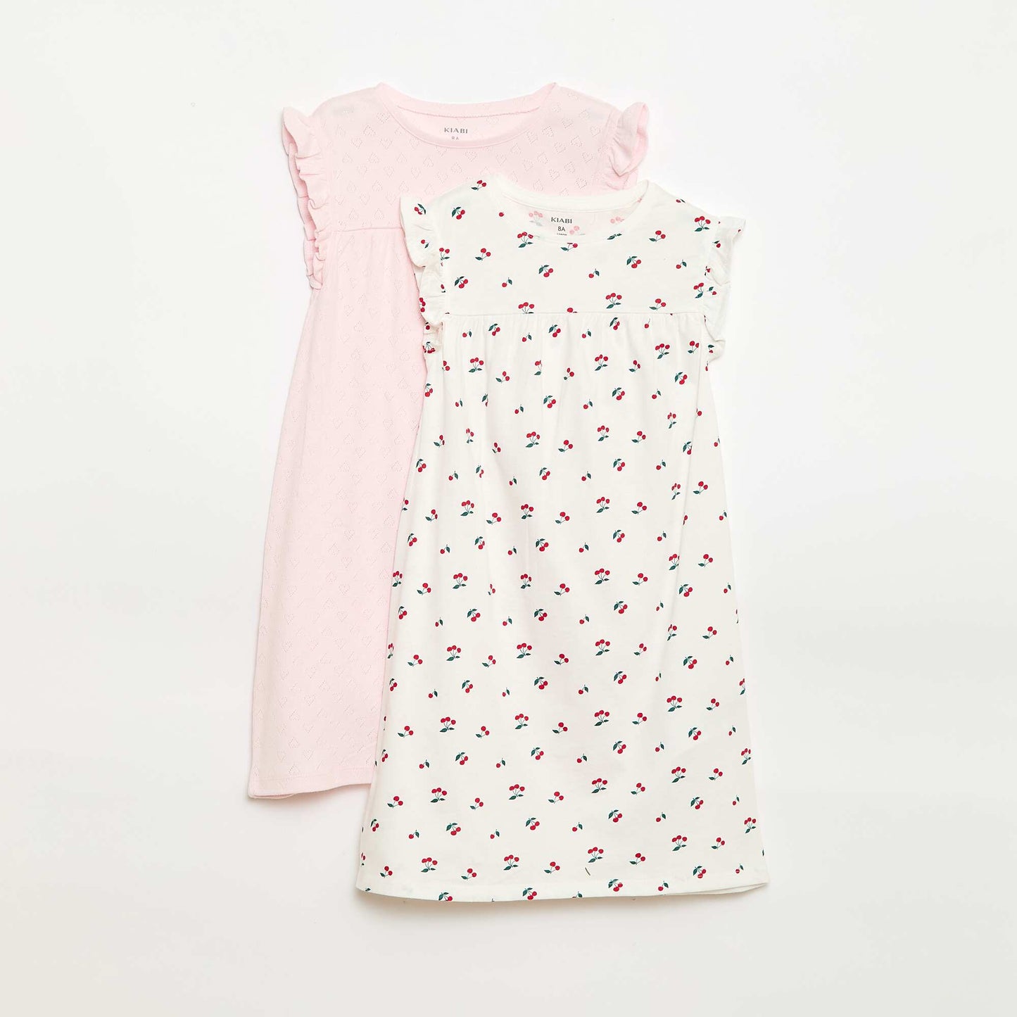Set of 2 Short-Sleeved Nightdresses WHITE