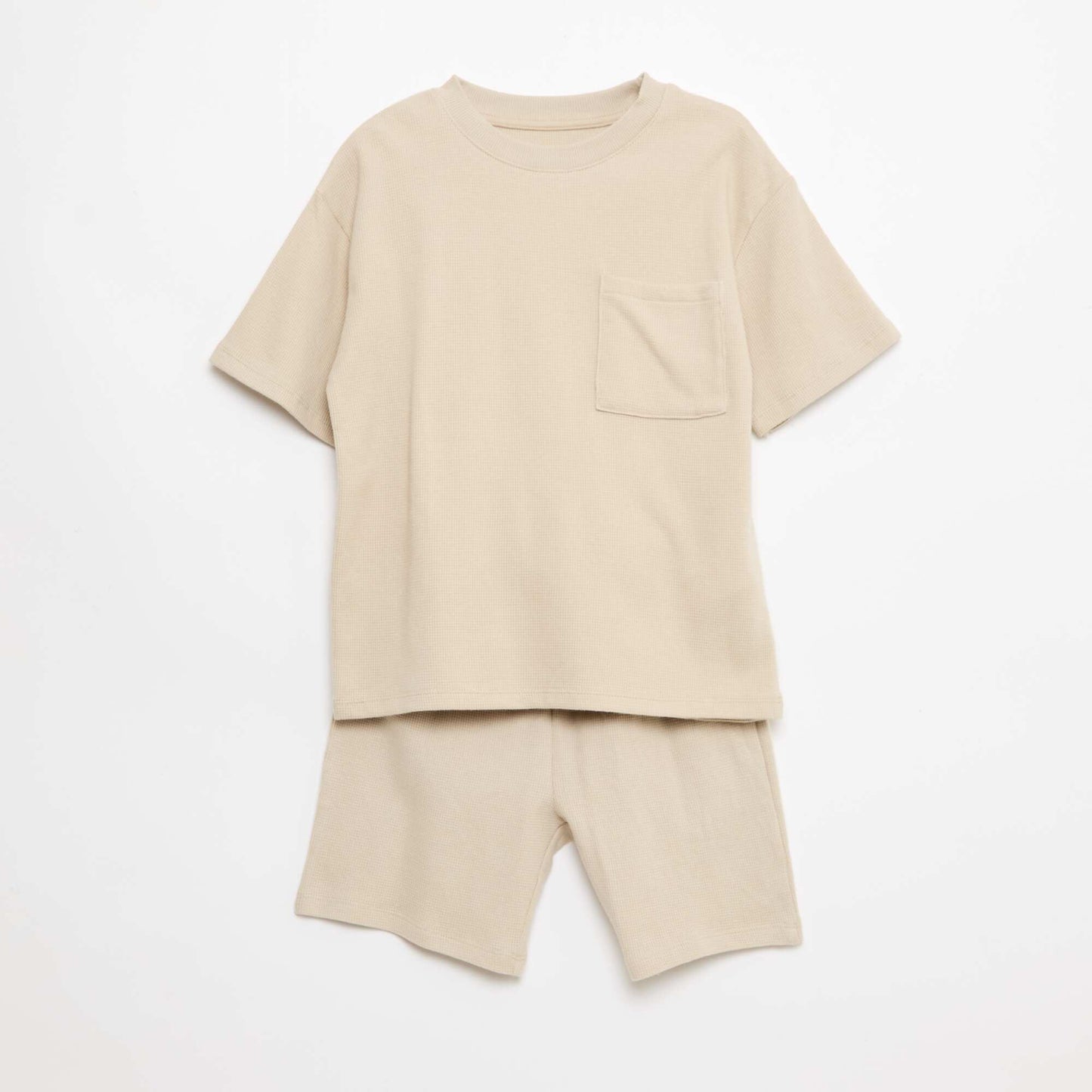 Plain Cotton Pajama Set BEIGE
