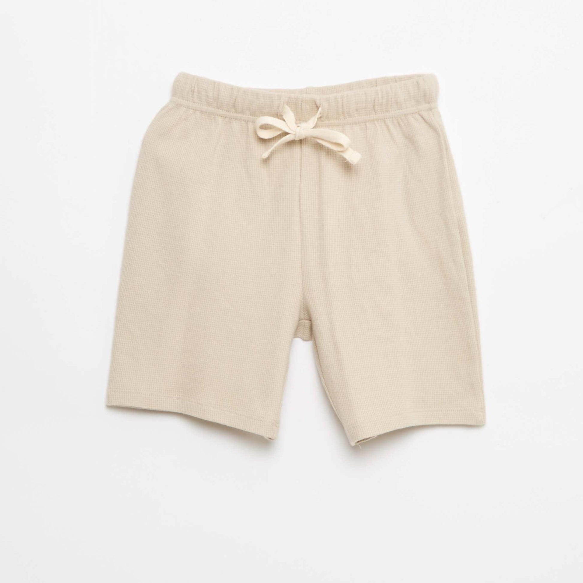 Plain Cotton Pajama Set BEIGE