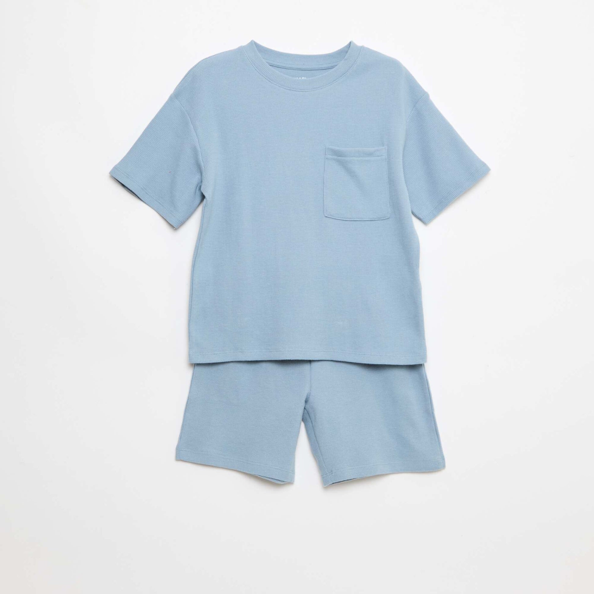 Plain Cotton Pajama Set BLUE