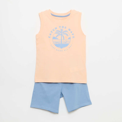 2-Piece Tank Top and Shorts Pajama Set ORANGE
